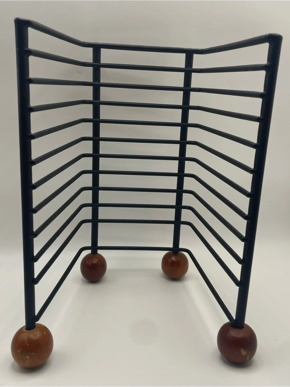 Atlantic Black Wire Metal CD Storage Tower Organizer with Wooden Ball Feet - 90s